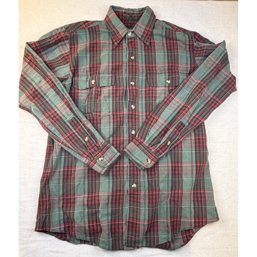 Vintage Cabela's Red Green Plaid Long Sleeve Button Up - Men's Size Medium Tall